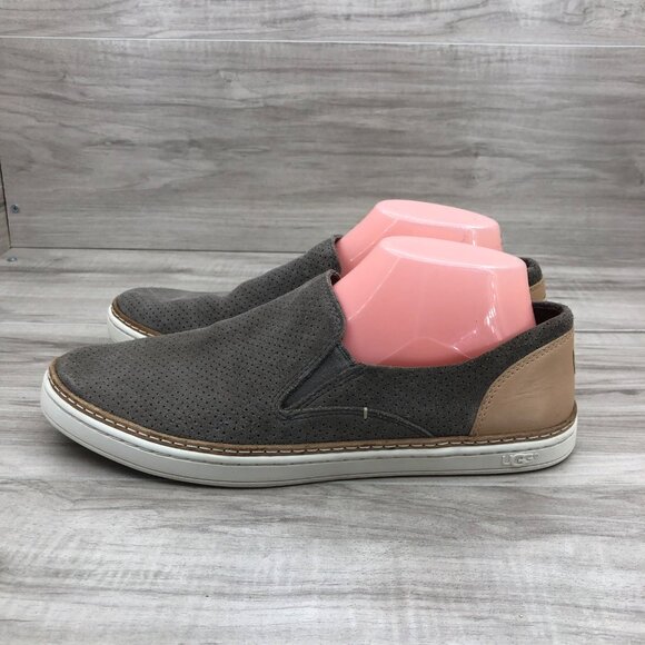Ugg Shoes Womens 9.5 Adley Gray Suede Slip On Sneakers - Picture 2 of 11